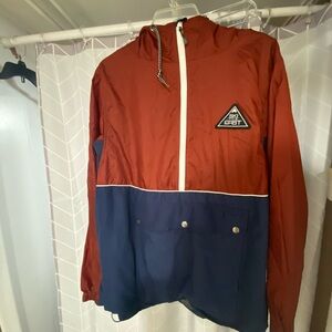 Ski East Men's Rust and Navy Half-Zip Windbreaker